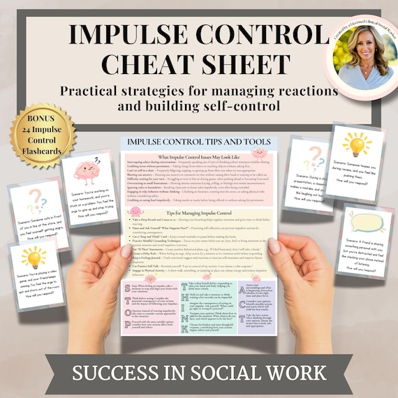 Impulse Control Cheat Sheet & Coping Skills Strategies, ADHD-Executive Functioning Therapy Handout-Kids-Teens-Impulsivity ADHD Coping Skills