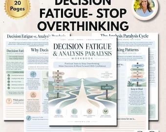 Decision Fatigue Workbook, Analysis Paralysis, Overthinking Therapy Worksheets, Decision Making, CBT Mental Health Printable for Adults