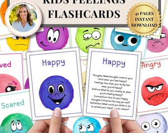 Kids Feelings Flashcards Feelings poster emotional regulation Calm Corner Social emotional learning, zones of regulation, kids classroom SEL