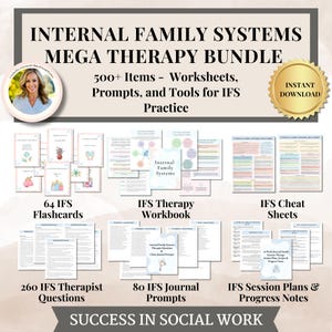 Interna familjesystem Mega Bundle IFS fuskblad, Emotionell reglering, Deltidsarbetsterapi Kontorsarbetsblad, Trauma, Ångest, Självhjälp