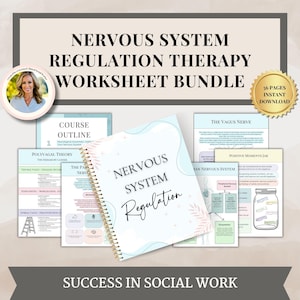 Nervous System Regulation Workbook, Polyvagal Theory Ladder Vagus Vagal Nerve Therapy Techniques Worksheets Co-regulation Somatic Exercise