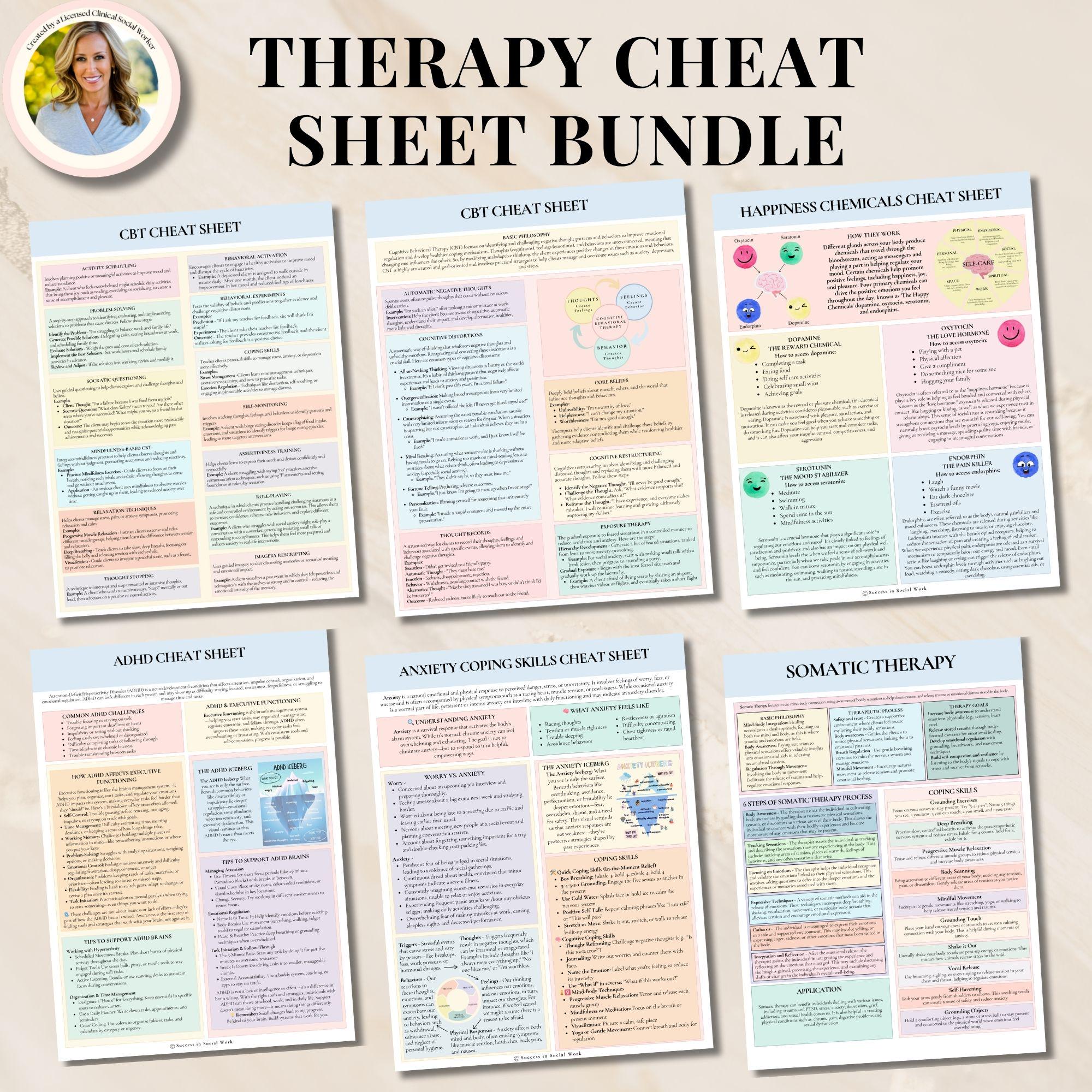 Therapy Cheat Sheet Bundle for Therapists and Mental Health ...