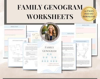Family Genogram Worksheets, family systems, IFS, therapy worksheets, genogram, family tree therapy resources therapy office decor, therapist