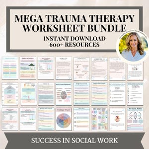 Trauma Therapy Worksheets Bundle,psychology resources,Polyvagal theory,EMDR Bundle,Inner critic,safety plan, Window of Tolerance,DBT Skills