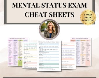 Mental Status Exam Cheat Sheet, MSE Reference Sheet,Therapy Tools,Mental Health Assessment MSE Writing Guide,MSE Checklist Therapy Worksheet