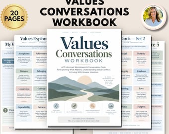 Values Workbook for Therapy, ACT Worksheets, Core Values Exploration, Values Cards, Counseling Worksheets, Therapist Resource PDF