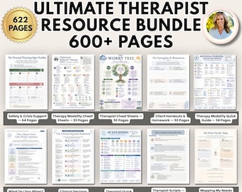 Therapist Resource Bundle, Therapy Scripts, Cheat Sheets, Clinical Tools, Client Handouts & Mental Health Worksheets New Therapist Resources
