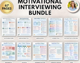 Motivational Interviewing Worksheets, MI Questions & Therapist Scripts, OARS, Change Talk, Readiness Ruler, Counseling Toolkit