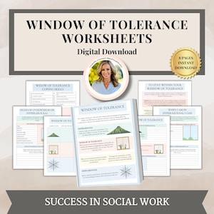 Window of Tolerance Nervous System Response, Therapy Worksheets, Window of tolerance worksheet, trauma therapy, DBT, therapy office decor