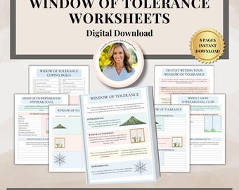 Window of Tolerance Nervous System Response, Therapy Worksheets, Window of tolerance worksheet, trauma therapy, DBT, therapy office decor