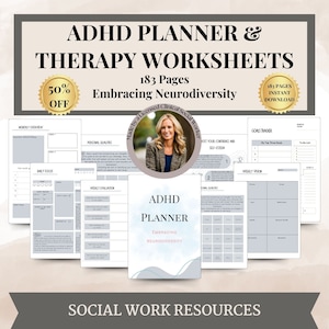 ADHD & mental health Planner, ADHD Planners therapy worksheets, ADHD planner Adults, adhd planner for work, adhd organization, adhd journal