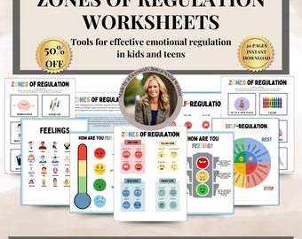 Emotional regulation worksheets, feelings poster, calm down corner, social emotional learning, School Counselor, emotional regulation, zones