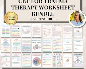 CBT for Trauma Therapy Worksheets Bundle,psychology resources,Polyvagal theory,EMDR Bundle,Inner critic,safety plan, Window of Tolerance
