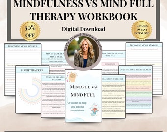 Mindfulness Worksheets, Mindful vs mind full workbook,DBT worksheets, therapy worksheets,CBT worksheets,progressive muscle relaxation script