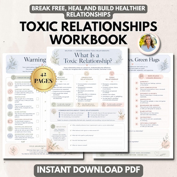 Toxic Relationships Workbook Relationship Therapy Worksheets Couples counseling Red Flags, healthy relationships and boundaries Gaslighting