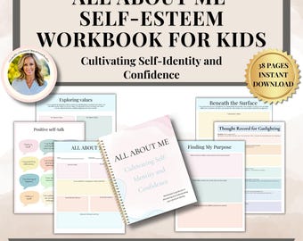 Cuaderno de trabajo y hojas de ejercicios sobre autoestima y salud mental infantil para orientación escolar y terapia grupal, creencias fundamentales sobre el amor propio y límites personales.
