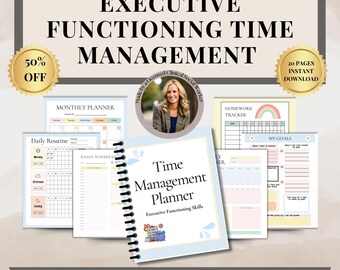 Kids Time Management worksheets, executive functioning skills, social-emotional learning, ADHD Planner, SEL, mental health cbt, ADHD journal