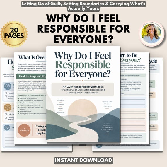 Over-Responsibility Workbook | People Pleasing, Guilt & Boundaries Worksheets | Codependency Therapy Tools | Therapist Printable PDF
