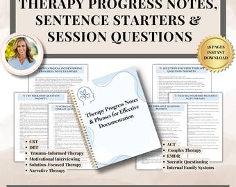Modèles de notes sur l'évolution du traitement, Modèles de notes sur les phrases de départ des notes sur la thérapie, Aide-mémoire pour les conseillers en intervention thérapeutique TCC, TCD
