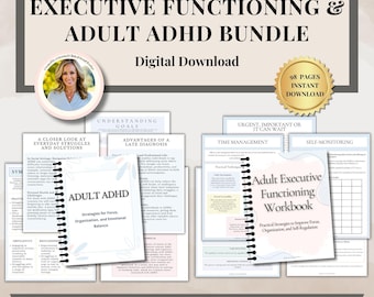 Executive Functioning and Adult ADHD Workbook, Adult Adhd Planner, ADHD Late Diagnosis,neurodiversity, therapy journal, emotional regulation