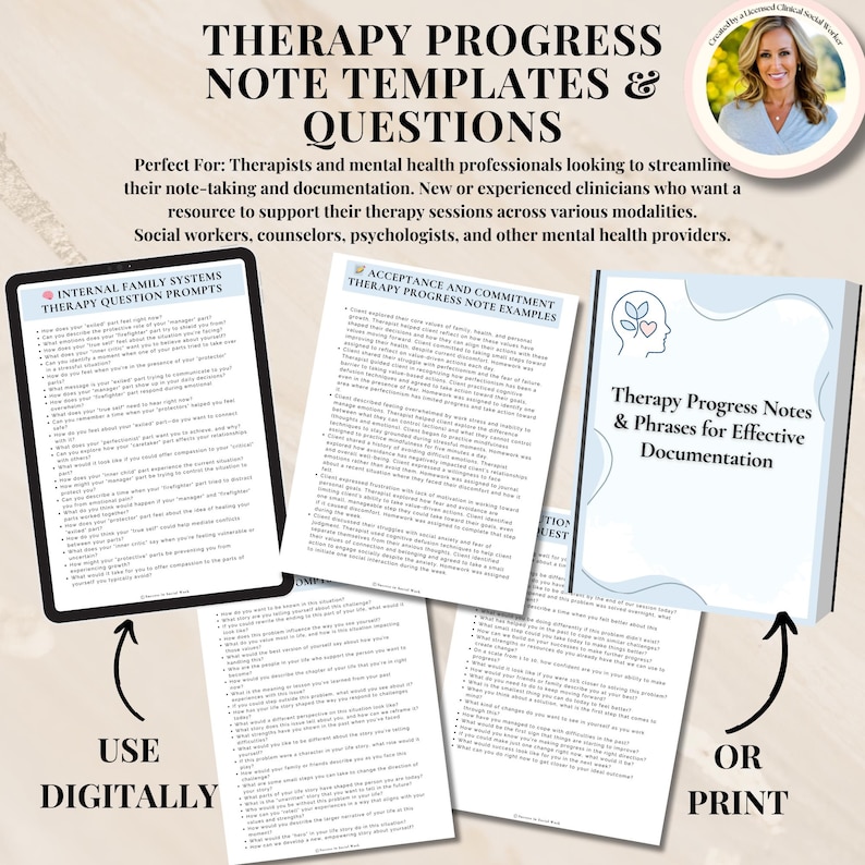Therapy Progress Note Templates, Therapy Note Sentence Starters ...
