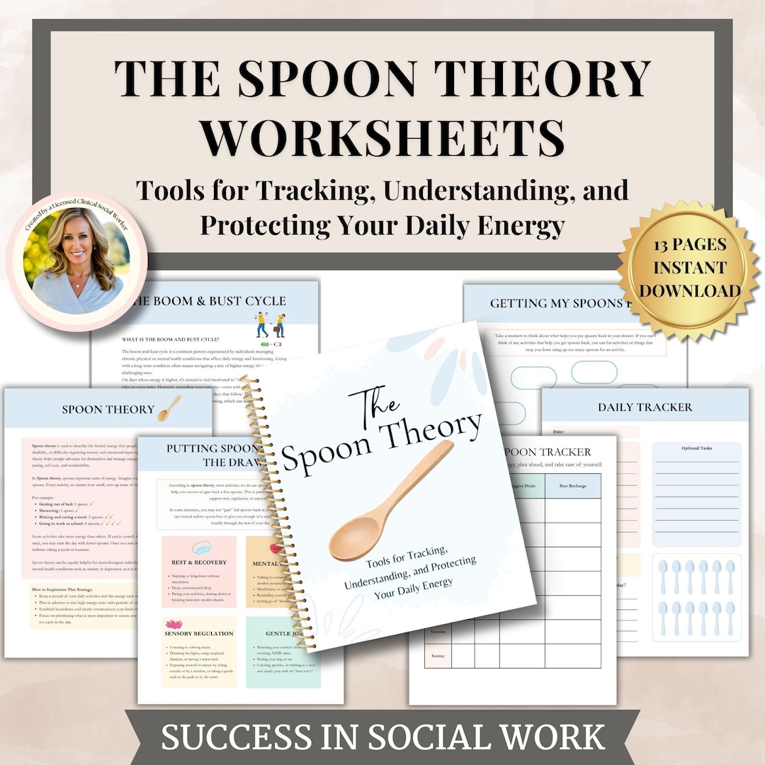 Spoon Theory Worksheets With Boom Bust Cycle and Daily Spoon Count ...