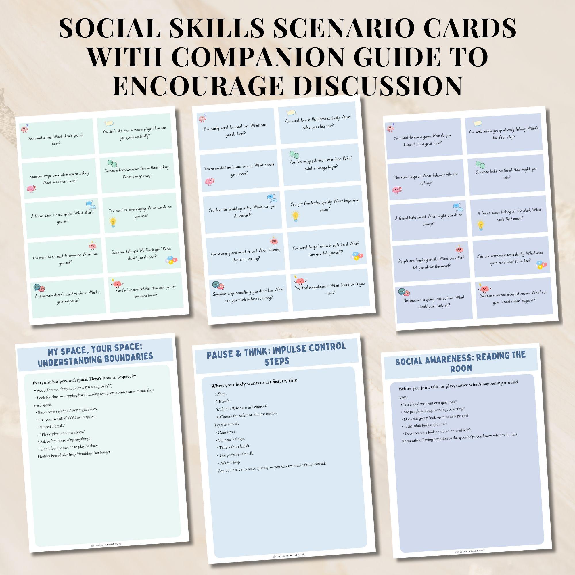 Social Skills Scenario Cards for Kids 120 SEL Prompts for Autism Social ...
