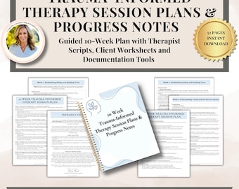 Trauma-Informed Therapy Progress Note Templates,Therapy Note Sentence Starters Counselor Note Templates,Therapy Intervention Cheat Sheet