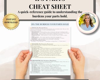 IFS Cheat Sheet IFS The Burdens Your Parts Hold: Internal Family Systems Emotional Regulation Parts Work Therapy Office Worksheet self-help