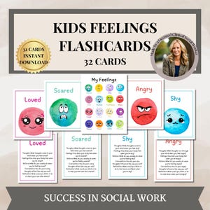 Kids Feelings Flashcards, Feelings poster, Emotions poster, calm down corner, Social emotional learning, zones of regulation, kids classroom