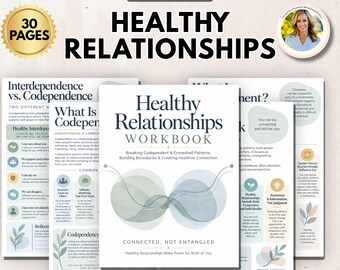 Healthy Relationships Workbook, Codependency & Enmeshment Worksheets, Boundaries, People Pleasing, Relationship Therapy Printable
