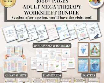 Mega Shop Bundle Therapy Worksheets Mental Health Therapy Worksheets for Therapist, Depression Anxiety, Trauma, CBT, DBT PTSD Family couples