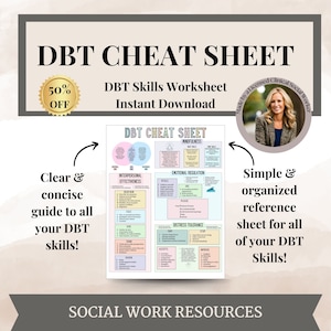 DBT Cheat Sheet, Therapy Worksheet, DBT Skills, mental health printable, therapy resources, social work resources,Borderline, bpd treatment