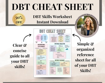 DBT Cheat Sheet, Therapy Worksheet, DBT Skills, mental health printable, therapy resources, social work resources,Borderline, bpd treatment