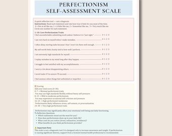 Perfectionism Self-Assessment Quiz and Cheat Sheet Breaking the perfectionist patterns Therapy tools mental health printables CBT Self-Help