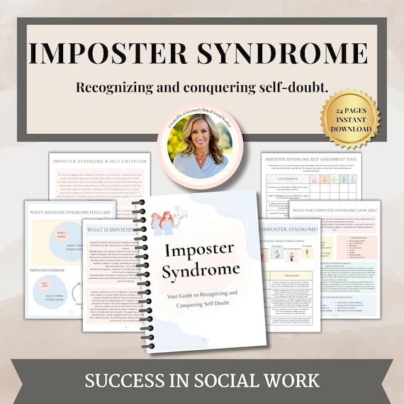 Imposter Personality Imposter Syndrome workbook, therapy worksheet, self esteem confidence, CBT, imposter personality cycle inner critic