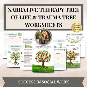 Narrative Therapy Worksheet Bundle Tree of Life and Trauma Tree Life Story, Tree of Life, PTSD & Trauma Therapy, anxiety coping skill, EMDR
