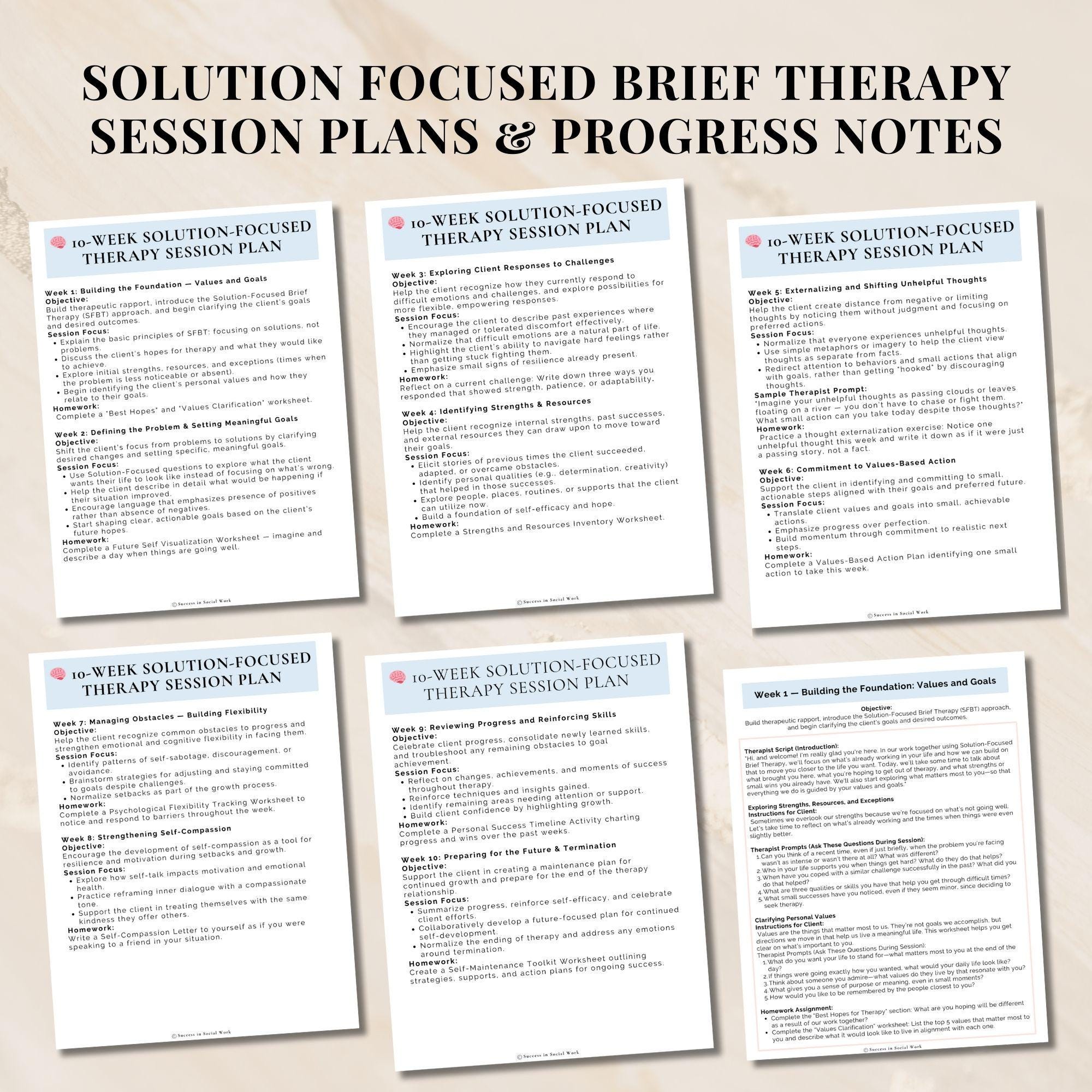SFBT Therapy Progress Note Templates, Therapy Note Sentence Starters ...