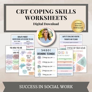 CBT Coping Skills Worksheets for therapists Psychologist & Counselor, CBT Therapy,Counseling Resources,CBT Coping Skills Tools Therapy Tools