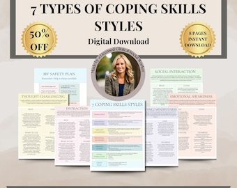 7 Types of Coping Skills Worksheets and for Identifying and Using Coping Skills for Emotional Regulation, Educational handout, Safety Plan