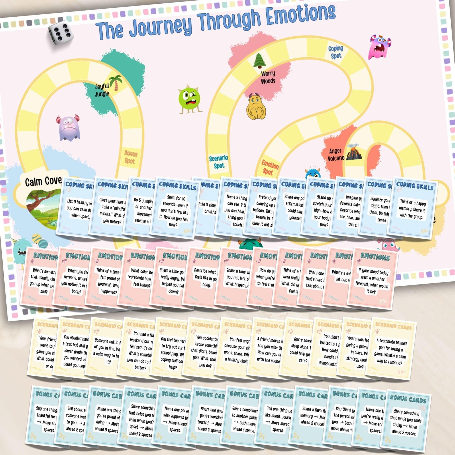 Kids Emotions Board Game Therapy Coping Skills Game for Kids Emotional ...