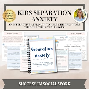 Kids Separation Anxiety Therapy Worksheets for Parents, therapists, counselors & social workers,therapy workbook,calming corner play therapy