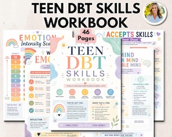 DBT Skills Workbook for teens Boundaries Communication Self-Respect Worksheets DEAR MAN, Give Fast Teen mental health therapist tool