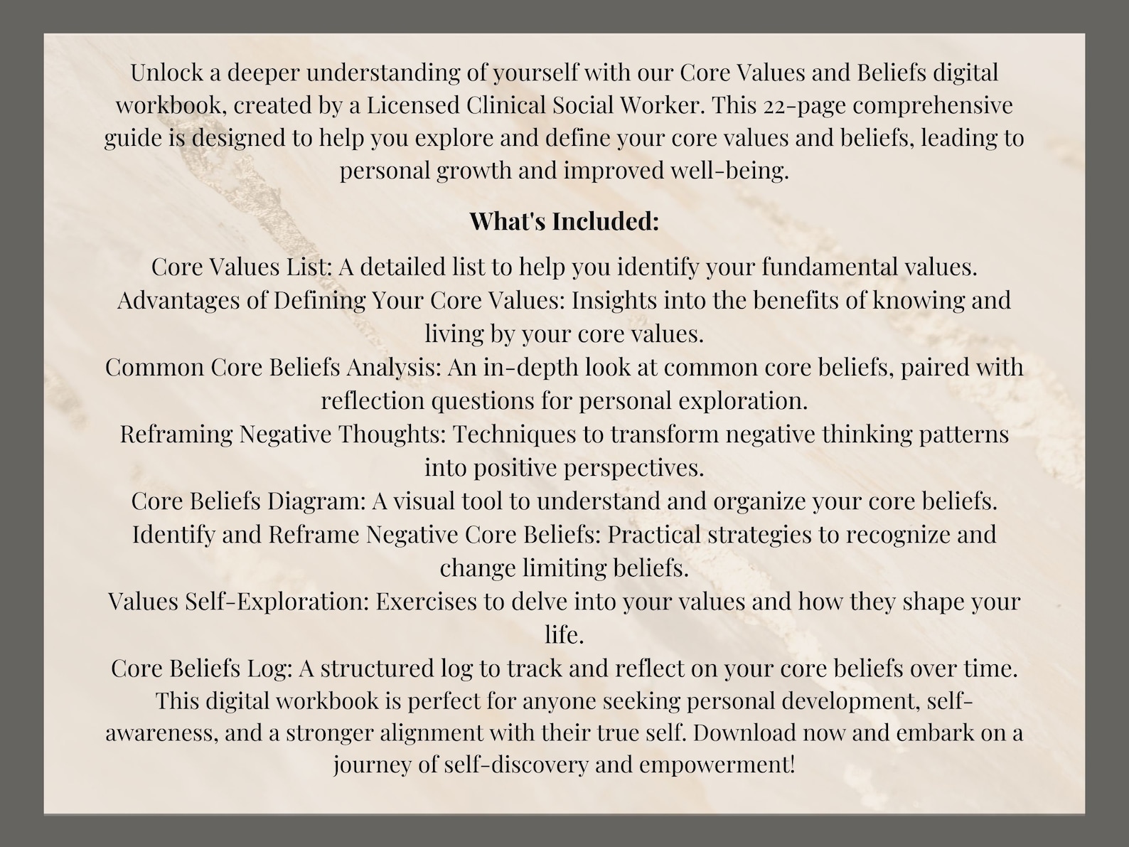 Core Values and Beliefs Worksheets, Challenging Negative Thoughts, Self ...