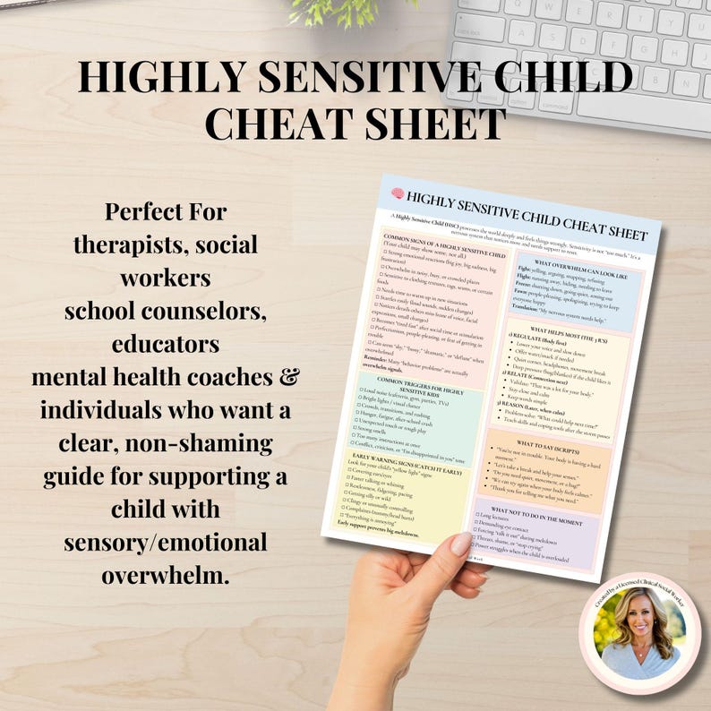 Highly Sensitive Child Cheat Sheet for Parents and Therapists Sensory ...