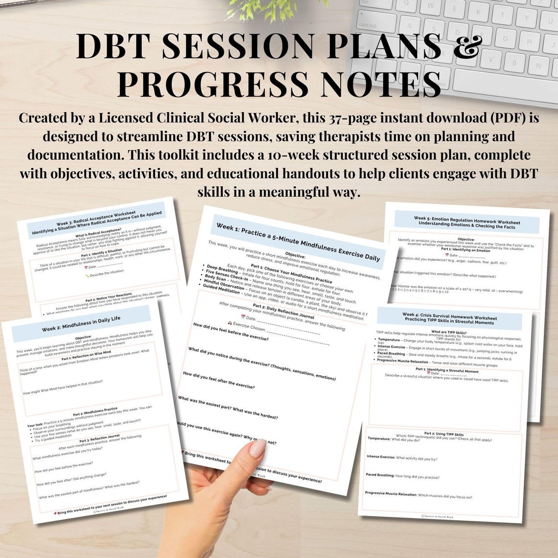 Dbt Progress Note Example DBT Therapist Toolkit Session Plans & Progress Notes for Therapy ...