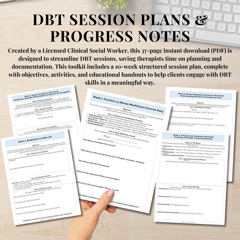 DBT Therapist Toolkit Session Plans & Progress Notes for Therapy ...
