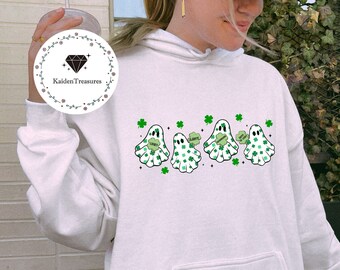 Ghosts St Patricks Day Sweatshirt, Clover Ghostie Shirt, Cute Spooky Hoodie, Spooky St Pattys Day Shirt, Lucky Boo Sweatshirt, Irish Ghosts