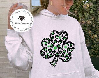 Leopard Print Shamrock Shirt, Shamrock Sweatshirt, St Patricks Day, Irish Saint Patrick Shirt, Womens St Pattys Shirt, St Patricks Gifts