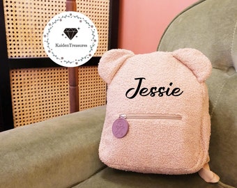 Personalisierte Teddybär-Tasche für Kinder, personalisierter Teddybär-Rucksack, Kinderrucksack, Kindergarten-Rucksack, Reisetasche, Schulanfang